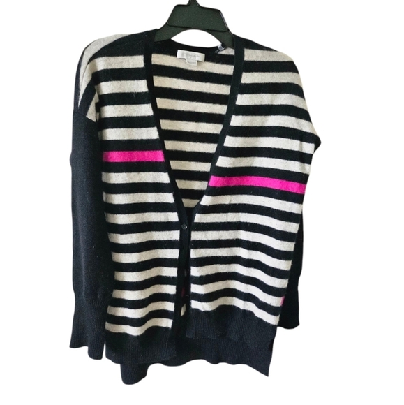 Christopher Fischer Striped Women's Black and pink Cashmere Cardigan size M. - Picture 1 of 15